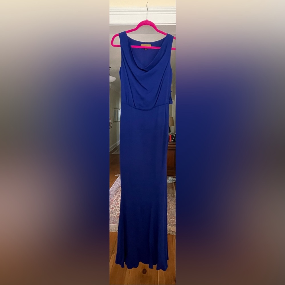 Nicole Miller Royal Blue Stretch Cape Gown Size 2